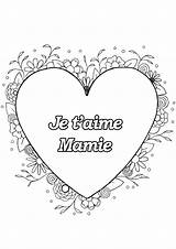 Mamie Fete Grand Bonne Coeur Coloriages Taime Grands Maman Papy Aime Difficiles Peres Gratuits sketch template
