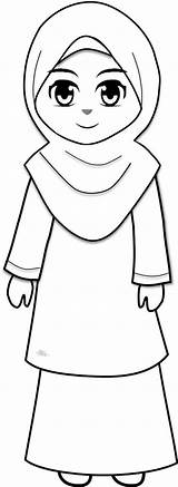 Muslim Coloring Girl Pages Ana Girls Cartoon Template Drawing Sketch Sketchite Eid sketch template