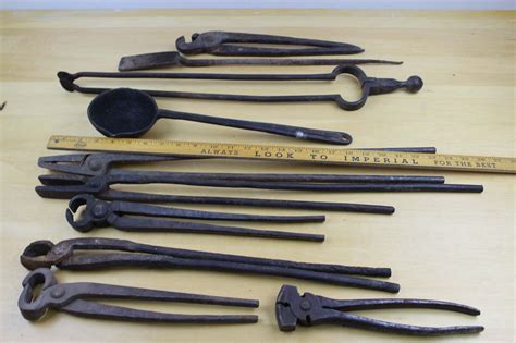 antique blacksmith tool lot