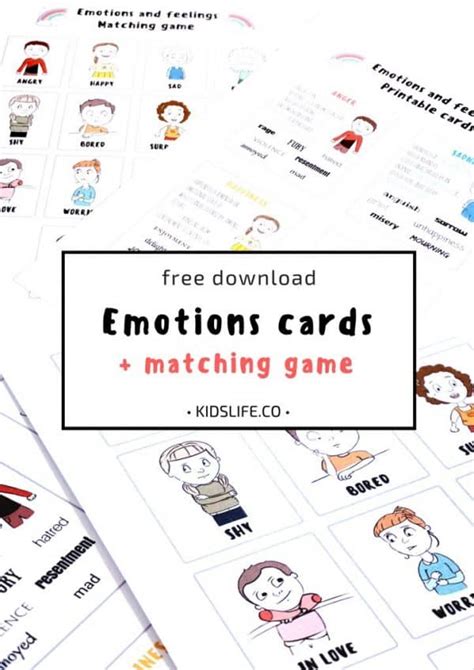 identify  emotions cards homeschool printables