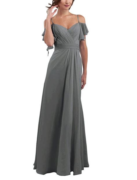 womens strap vneck chiffon zipper aline floor length formal bridesmaid dress sage size