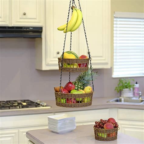 deluxe handwoven rattan hanging fruit basket find  gift