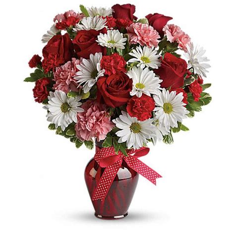 hugs and kisses bouquet with red roses valentines day flowers tucson