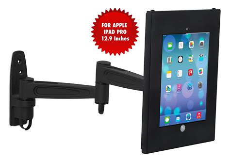 mount  swing arm ipad wall mount secure tablet kiosk wall mount  ipad  black