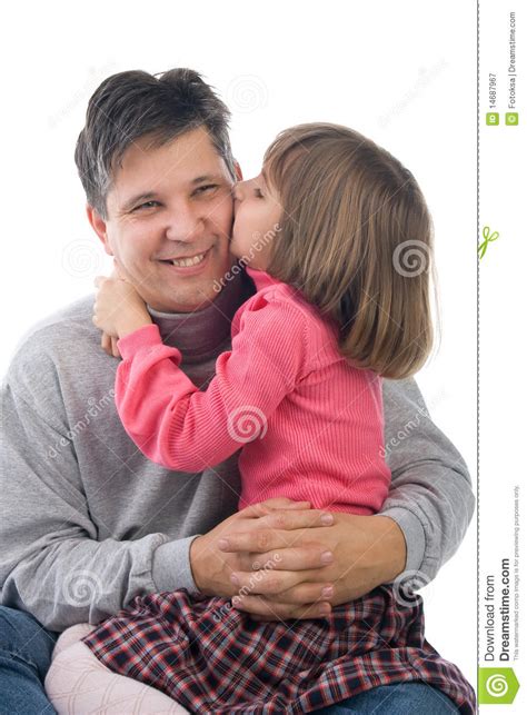 Daughter Kissing Father Stock Image Image Of Looking 14687967