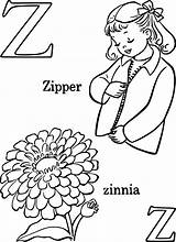 Coloring Pages Zinnia Letter Alphabet Abc Worksheets Zipper Printable Kids Dot Getcolorings Letters Sheets sketch template