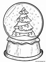 Snow Globe Coloring Tree Xmas Christmas Pages Printable Print Book sketch template