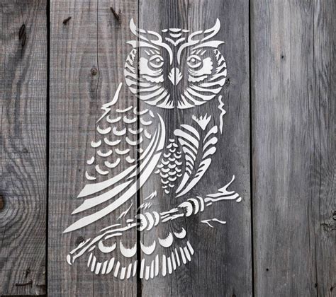owl stencil reusable diy craft mylar stencil  paint home etsy