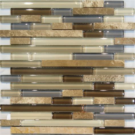 Sample Marble Stone And Brown Beige Cream Linear Glass Mosaic Tile