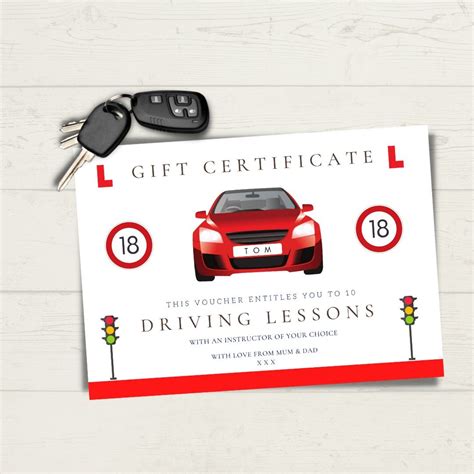 printable driving lesson gift certificate digital gifts lesson gifts