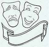 Mask Tragedy Comedy Masks Theater Theatrical Drawing Vector Stock Getdrawings Sad Happy sketch template
