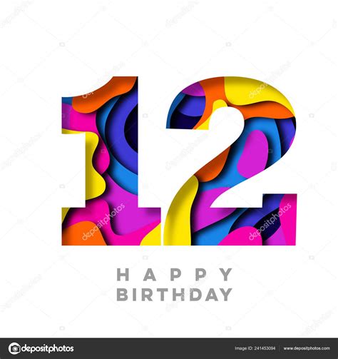 number happy birthday colorful paper cut  design stock photo