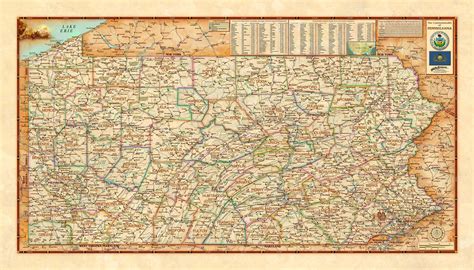 Pennsylvania Physical Antique Wall Map By Compart Maps Mapsales