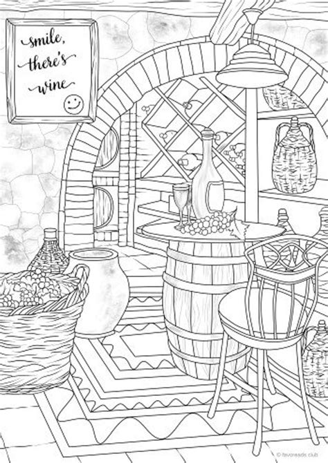 wine printable adult coloring page  etsy