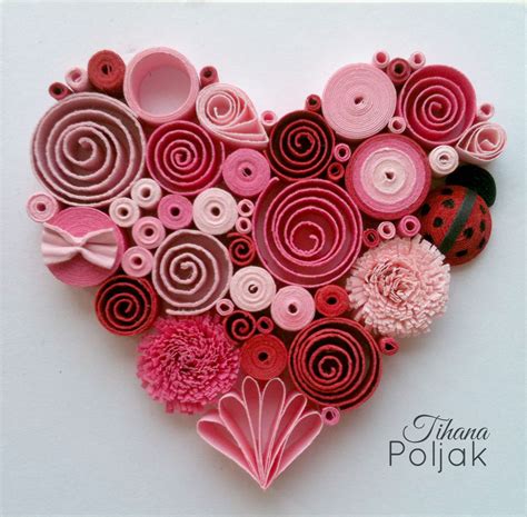 quilled heart quilling red rose heart love quilling quilled ladybug