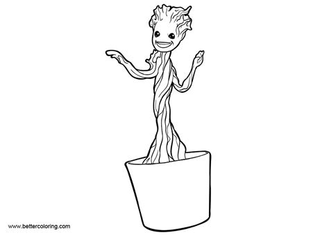 smiling baby groot coloring pages  printable coloring pages