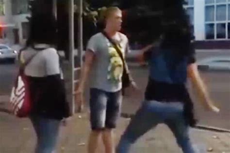 shocking moment woman knocked man out cold with one punch after he