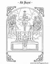 Saints Mass Matthew Souls Religione Catechism Coloriage Saintes Religion Kolorowanki Triduum sketch template