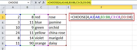 how to use choose function in excel with examples