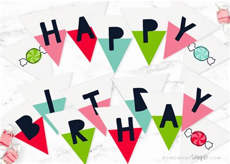 happy birthday sign printable banner  simple