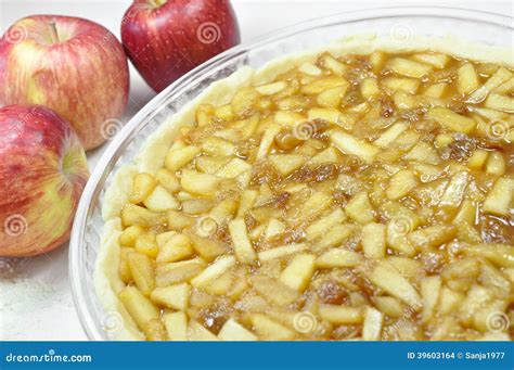 apple pie preparation stock photo image  crunchy