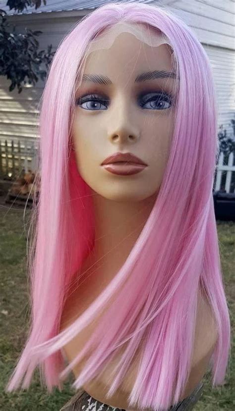 lace frontal wigs pink adore pink petal  women   pink wig pink highlights