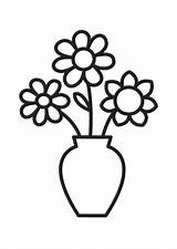 Vase Coloring Flowers sketch template