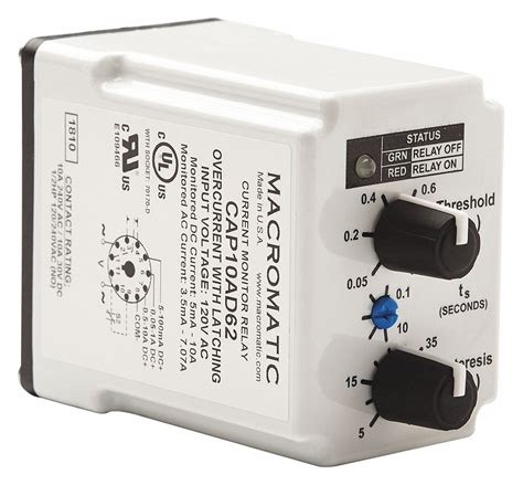 macromatic current sensing relay  ac input  control voltage    ac contact rating