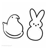 Peeps Coloring Pages Marshmallow Chicks Bunnies Xcolorings sketch template