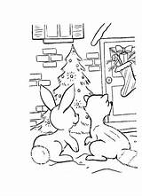 Christmas Coloring Pages Decorations Rabbit Fox Looking Stocking Stockings Sheet 2010 Printable Colouring Drawing sketch template