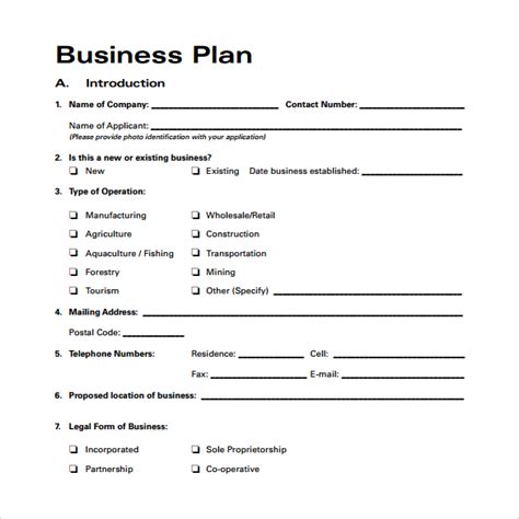 sample business plan templates  google docs ms word