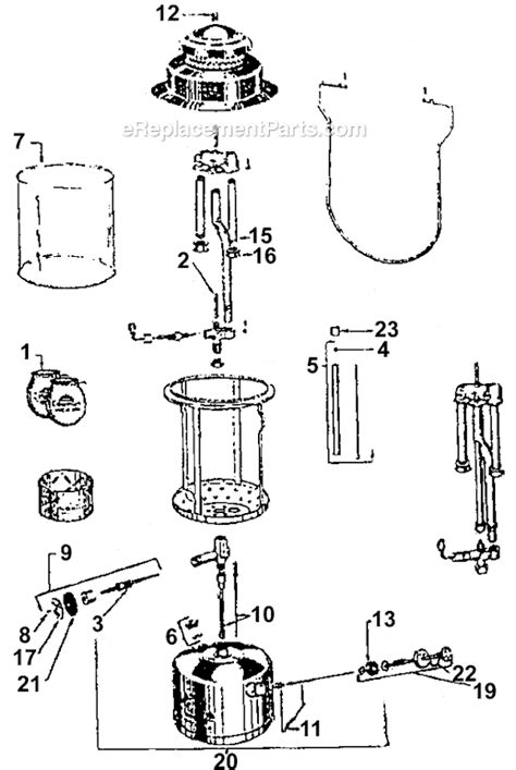 coleman  parts list  diagram ereplacementpartscom coleman lantern gas lanterns