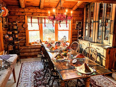 dining room table set    log cabin  thanksgiving rcozyplaces