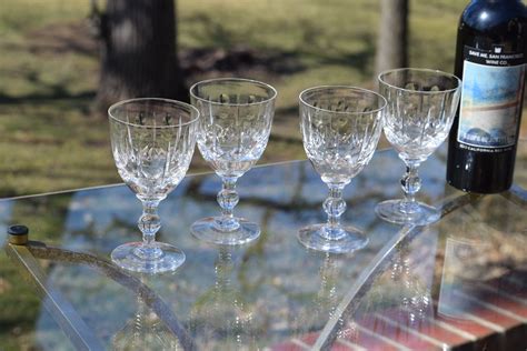 4 Vintage Etched Crystal Wine Glasses Royal Brierley Crystal 1970 S