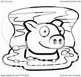 Mud Pig Cartoon Clipart Outlined Coloring Vector Thoman Cory Royalty Clipartof sketch template