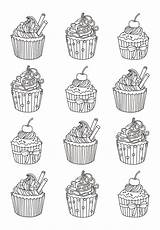 Coloring Cupcake Pages Cupcakes Easy Adults Cup Adult Cakes Cake Andy Warhol Celine Yum Printable Sheets Eat Colors Many Books sketch template