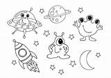 Coloring Space Aliens sketch template