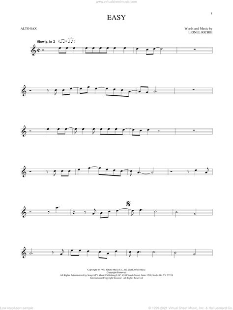 Commodores Easy Sheet Music For Alto Saxophone Solo [pdf]