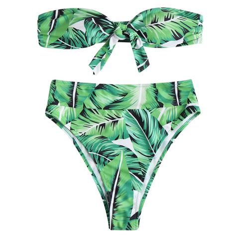 buy zaful 2018 women swimwear leaf high waisted