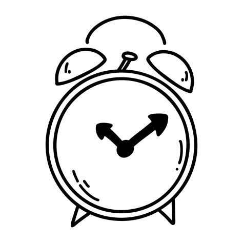 hand drawn doodle alarm clock icon vector sketch illustration  black