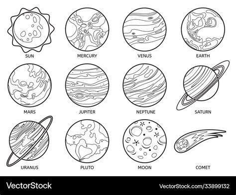 planets  color book solar system earth sun vector image