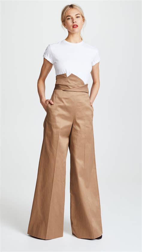 Monse Cotton High Waisted Wide Leg Trousers In Natural Lyst