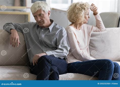 Offended Annoyed Upset Mature Older Couple Tired Of Each Other Stock