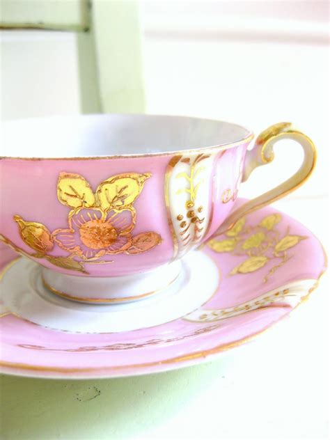 pin  gemart  pink cups tea cups cup  saucer