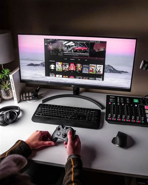 widescreen gaming monitor setup designers workspace   home