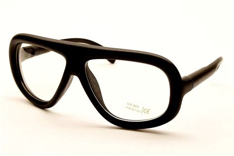 A164 Turbo Aviator Goggle Thick Frame Eyeglasses Sunglasses Black
