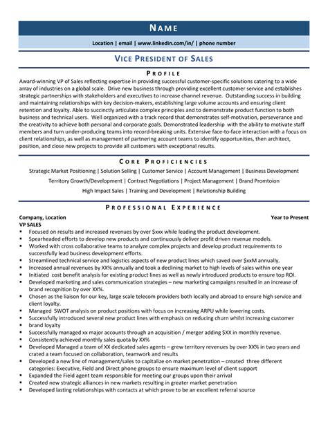 vice president  sales resume  template   zipjob