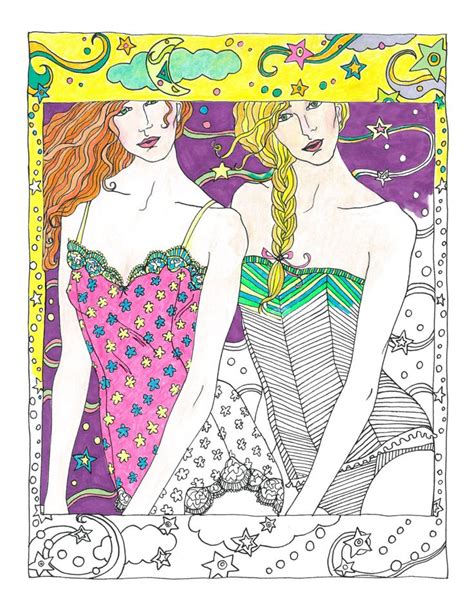 adult coloring book page sleepy time gilrs adult coloring books