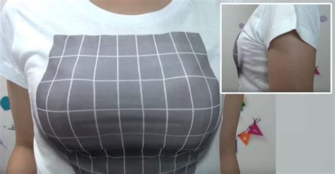optical illusion t shirt enhances size of wearer s breasts with clever