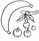 Coloring Pages Cherries Bananas Apples Guavas Banana Apple Fruits sketch template